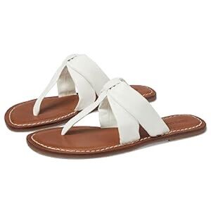 Women's White Leather Toe-Loop Sandals